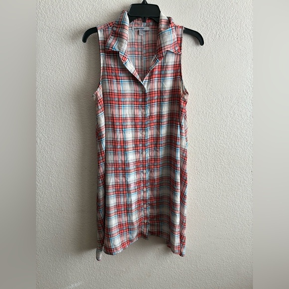 BaileyBlue Multicolor Shirt Dress Button Up Plaid Sleeveless M - Picture 2 of 11